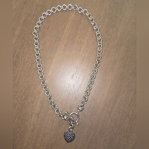 Genuine Sapphire & Silver Heart Necklace